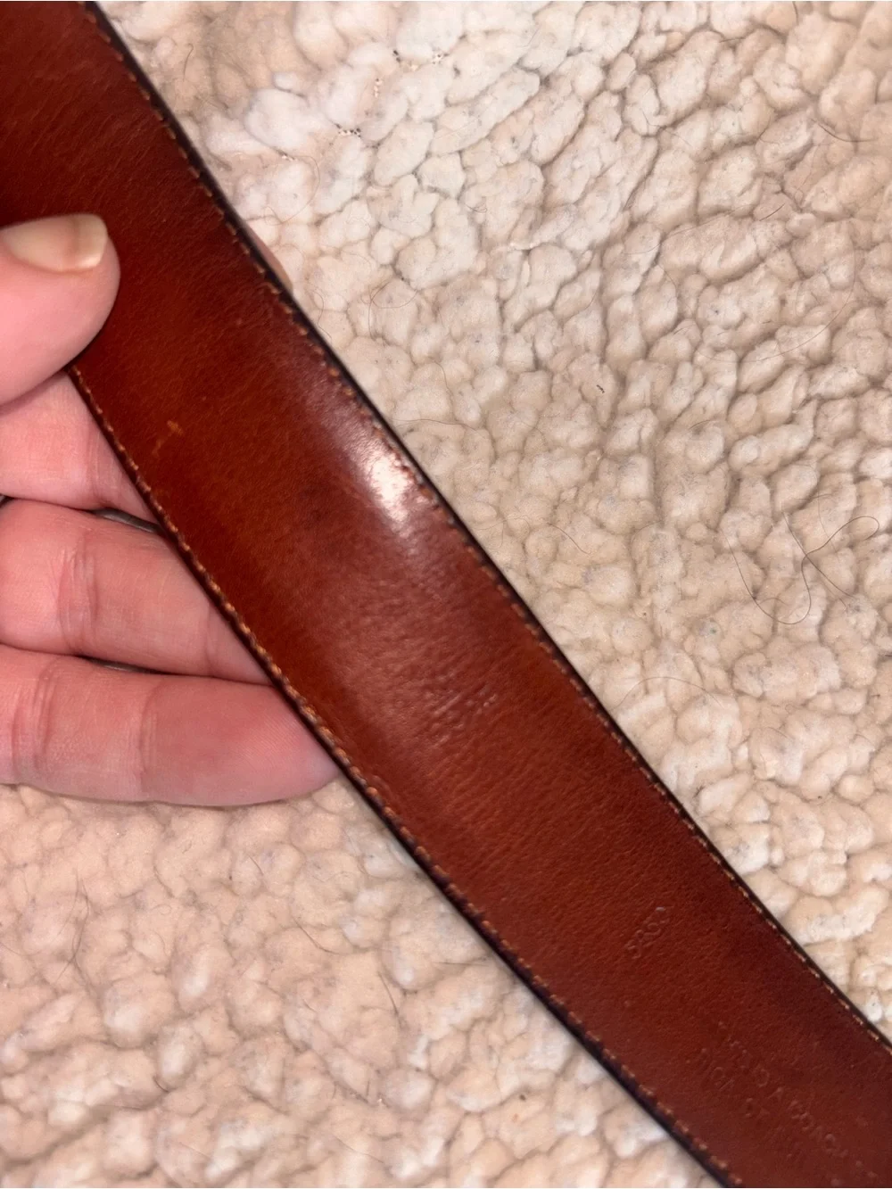 Vintage Coach Black Leather Belt Brass Buckle Brown Lining Size 40